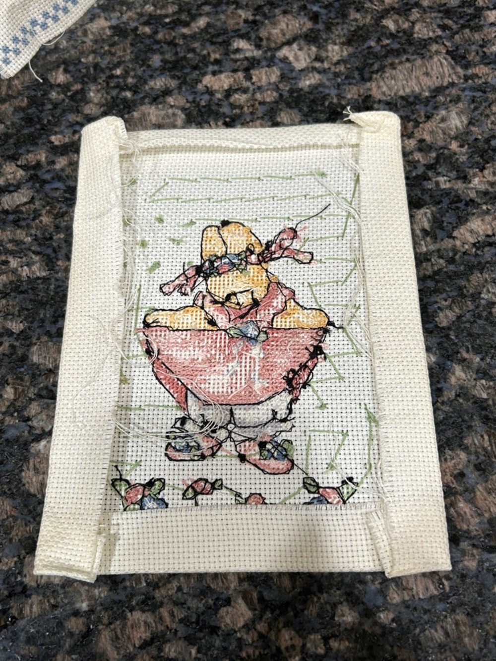 Bucilla Daisy Kingdom Counter Cross Stitch Handmade Cross Stitch Bunny in Pink - Picture 2 of 3
